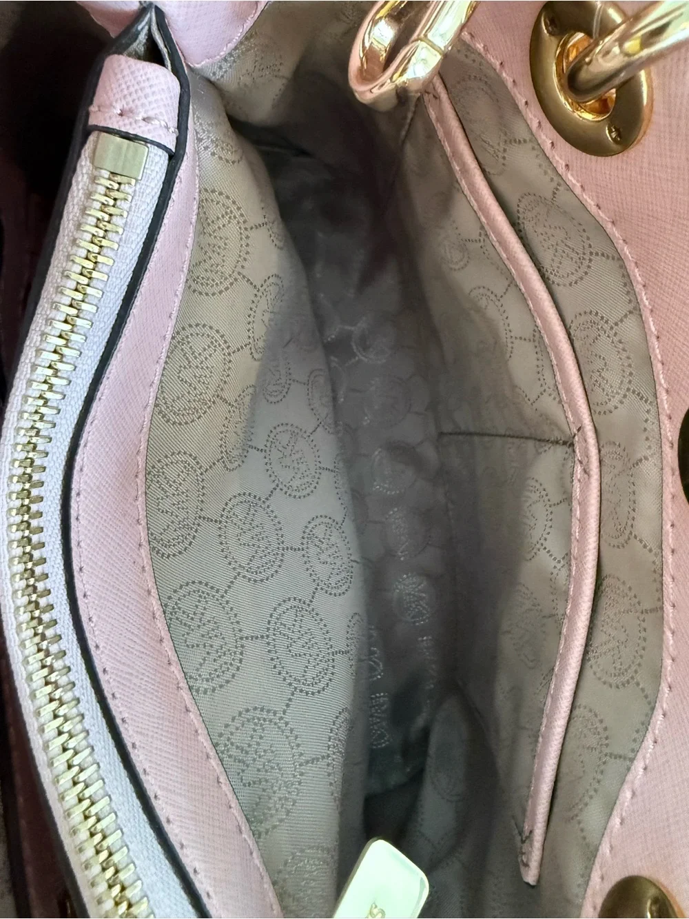 Michael Kors Blush Pink Saffiano Leather Satchel with Gold Hardware